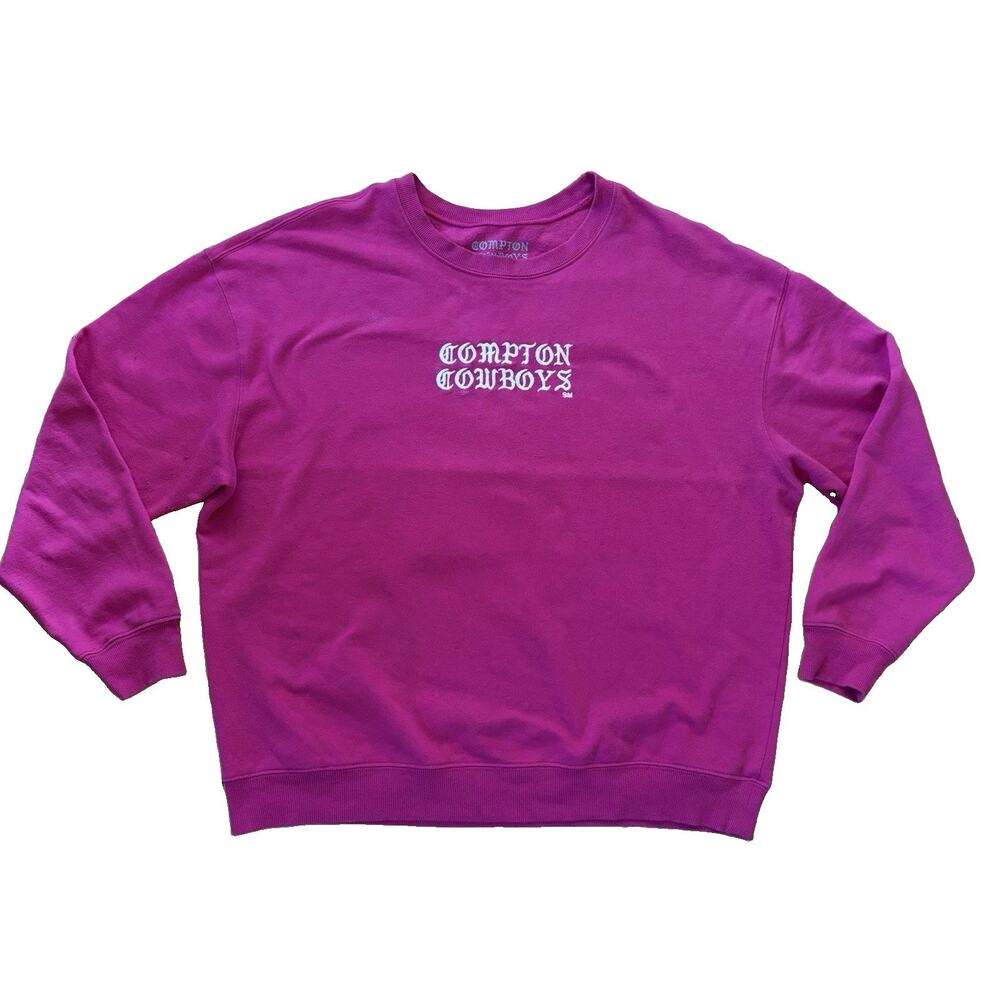 Compton Cowboys Women's Pink Long Sleeve Crew Neck Pullover Sweatshirt Size XXL